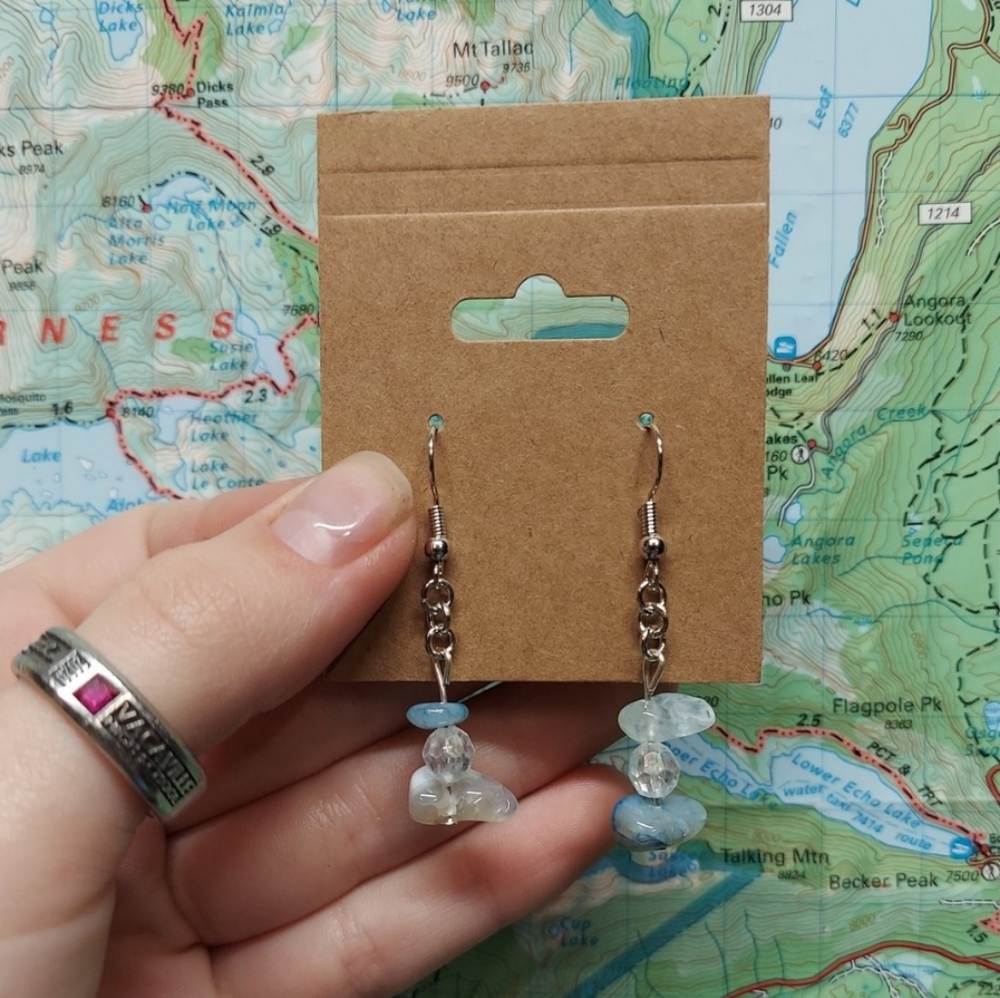 Handmade blue crystal earrings
